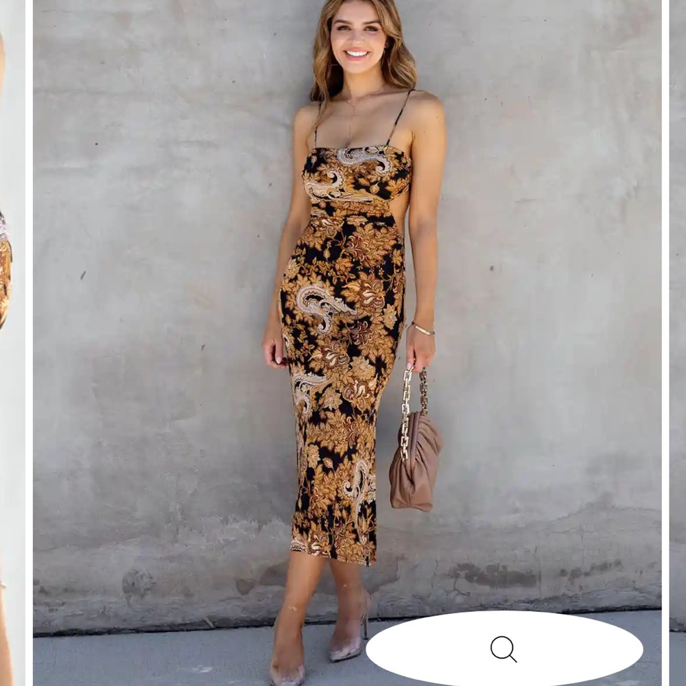 MONTENEGRO PRINTED CUTOUT MIDI DRESS